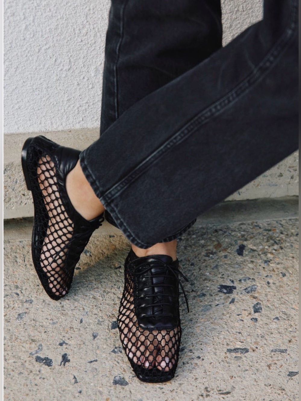 NEW Andrea Gomez Antonia Mesh Oxford Flat in Black size US 7